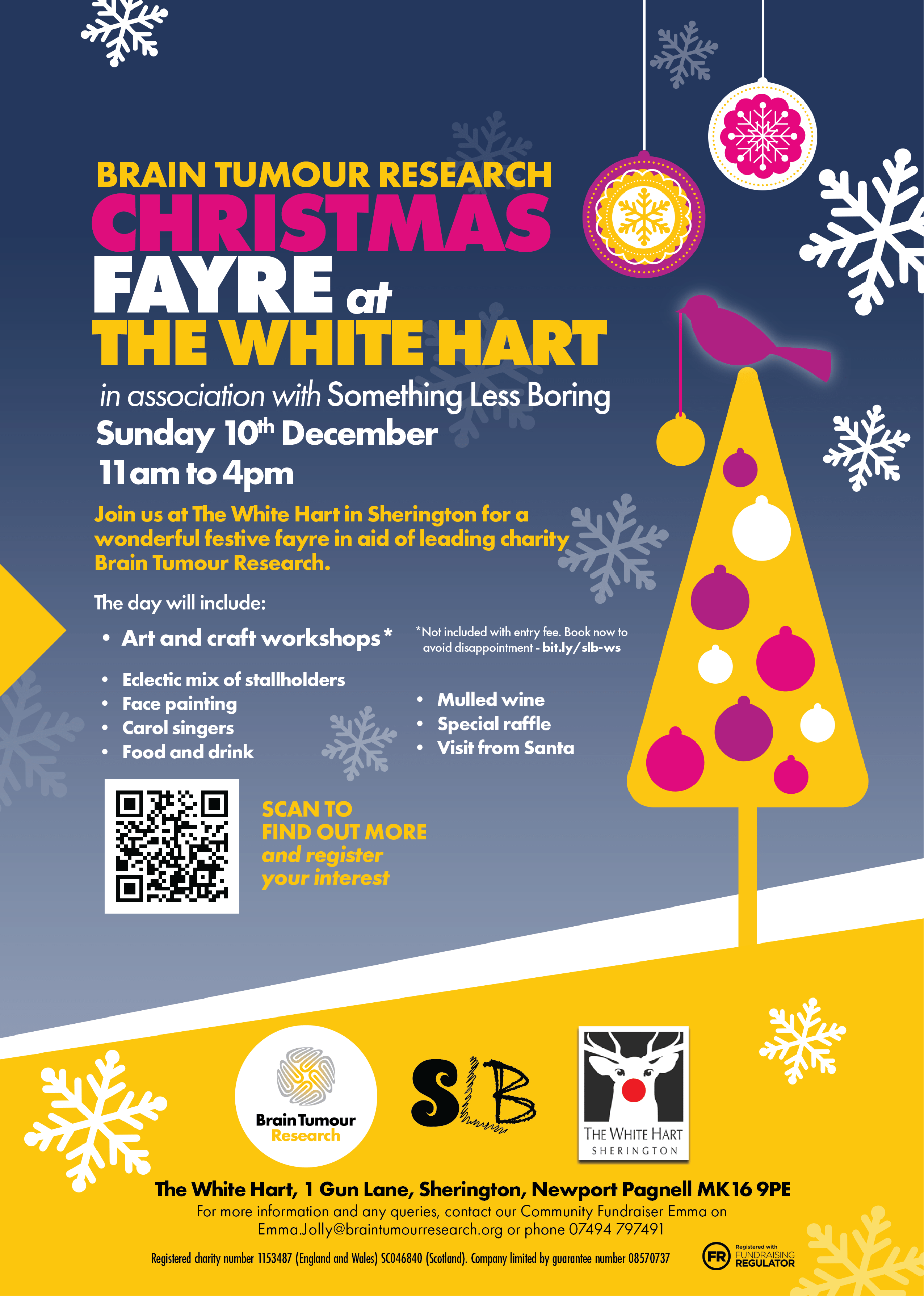 Brain Tumour Research Christmas Fayre at The White Hart in association with Something Less Boring